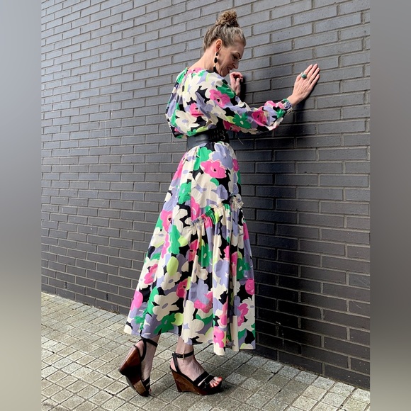 🦋 Bloggers Favorite 🦋 H&M X Rocky Barnes Floral Cotton Kaftan Maxi Dress Sz S - Picture 14 of 16